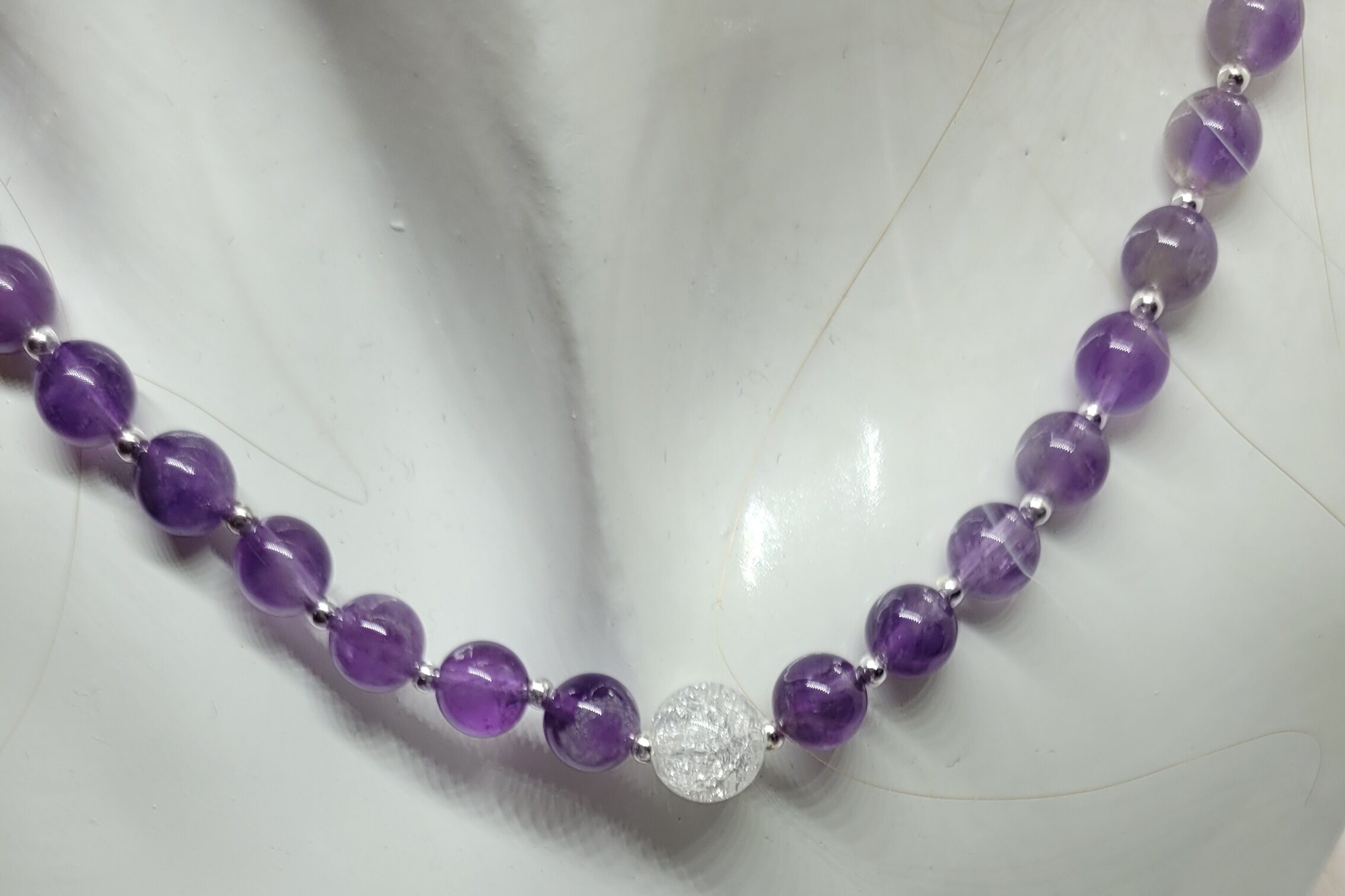 collier en améthyste et cristal de roche